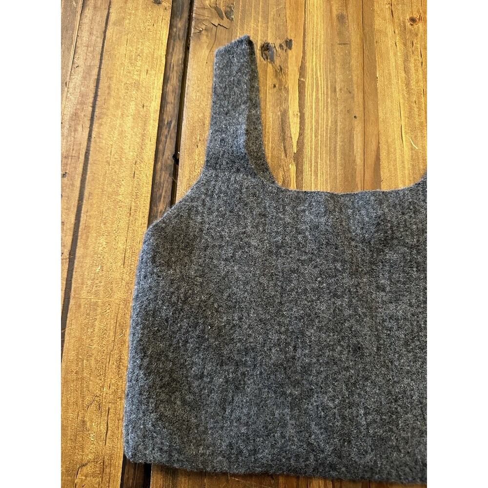 Everlane charcoal grey wool yak hair knit cozy stretch crop bralette tank top S - Picture 4 of 11